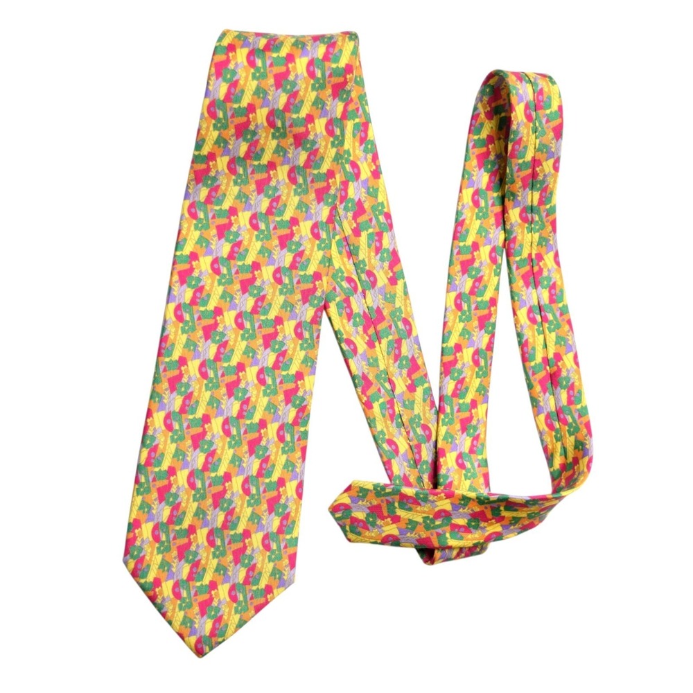 Andre Claude Canova Georges Duboeuf Lyon Silk Tie 3.75" Beaujolais Wine Vineyard